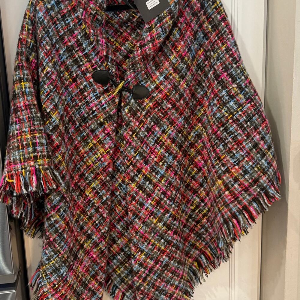 Marc New York Vibrant Plaid Women's Cape NWT